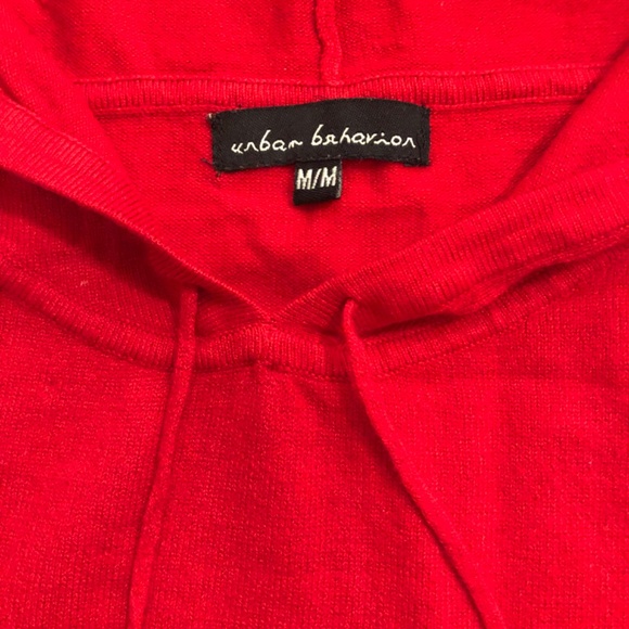 Red fine knit hoodie sweater - Picture 3 of 3